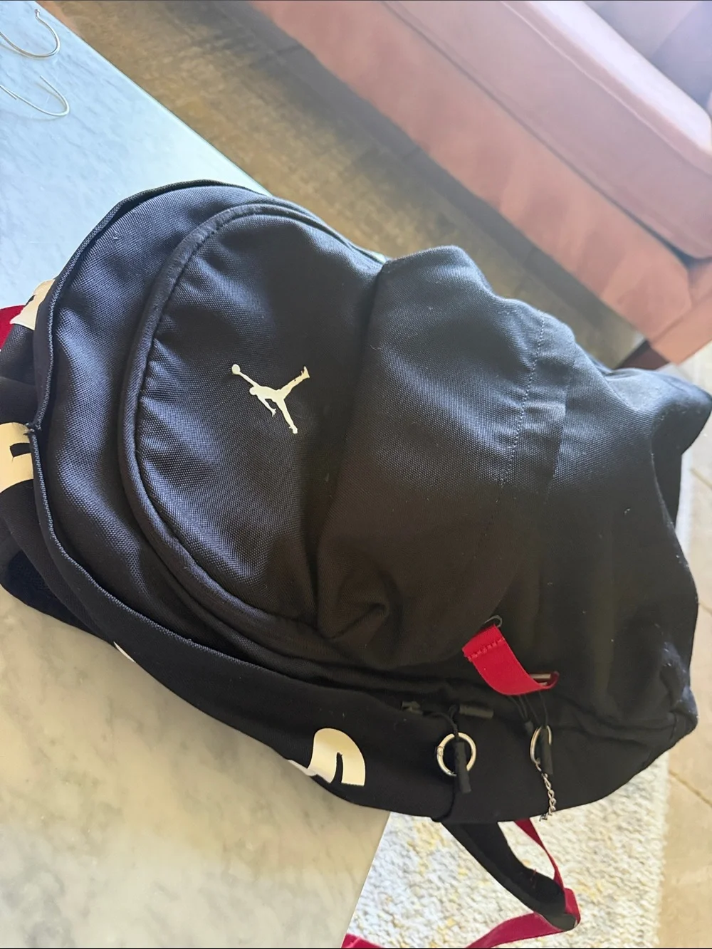 Jordan Black Backpack with Red Accents